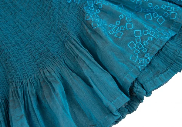 イッセイミヤケ ミーISSEY MIYAKE me スクエア刺繍プリーツセットアップ 水色F K-92171_014