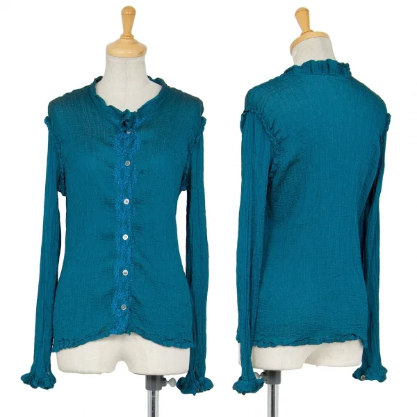 イッセイミヤケ ミーISSEY MIYAKE me スクエア刺繍プリーツセットアップ 水色F K-92171_002