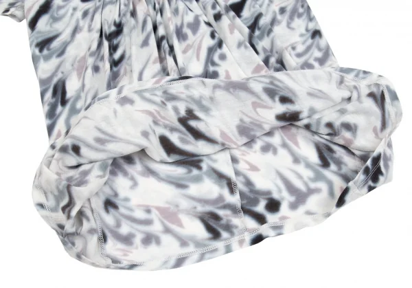 イッセイミヤケ フェットISSEY MIYAKE FETE ぼかしマーブルプリントギャザーTシャツ 白グレー2 K-92184_011