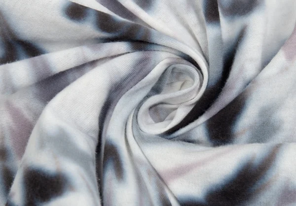 イッセイミヤケ フェットISSEY MIYAKE FETE ぼかしマーブルプリントギャザーTシャツ 白グレー2 K-92184_014