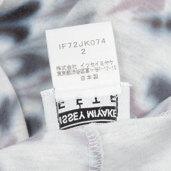 イッセイミヤケ フェットISSEY MIYAKE FETE ぼかしマーブルプリントギャザーTシャツ 白グレー2 K-92184_015