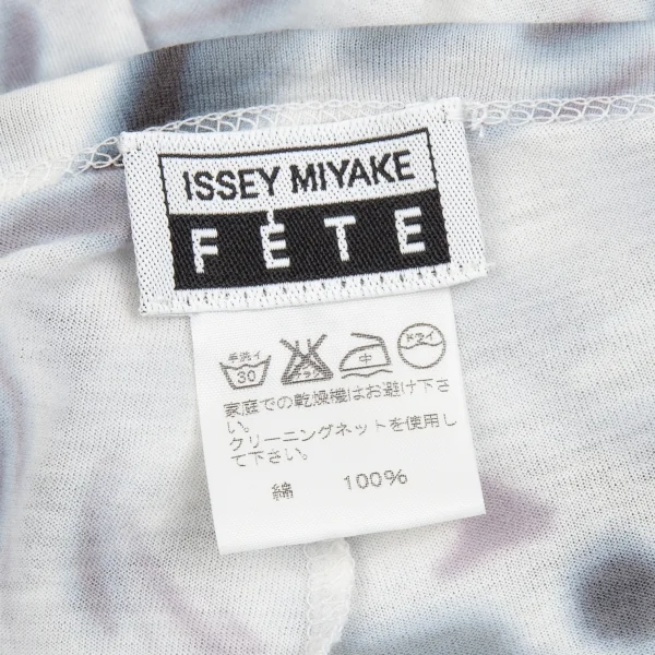 イッセイミヤケ フェットISSEY MIYAKE FETE ぼかしマーブルプリントギャザーTシャツ 白グレー2 K-92184_016