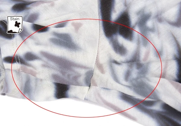 イッセイミヤケ フェットISSEY MIYAKE FETE ぼかしマーブルプリントギャザーTシャツ 白グレー2 K-92184_004