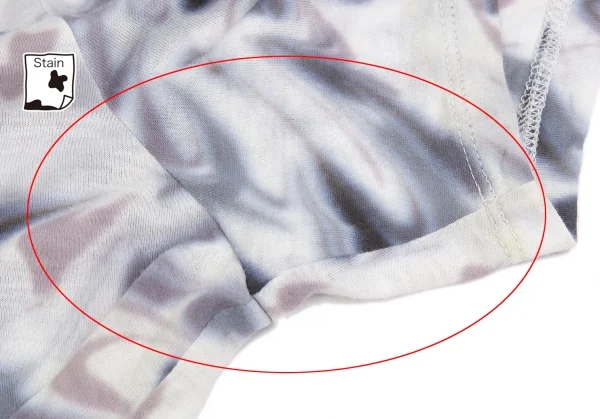 イッセイミヤケ フェットISSEY MIYAKE FETE ぼかしマーブルプリントギャザーTシャツ 白グレー2 K-92184_005