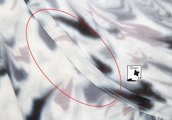 イッセイミヤケ フェットISSEY MIYAKE FETE ぼかしマーブルプリントギャザーTシャツ 白グレー2 K-92184_007