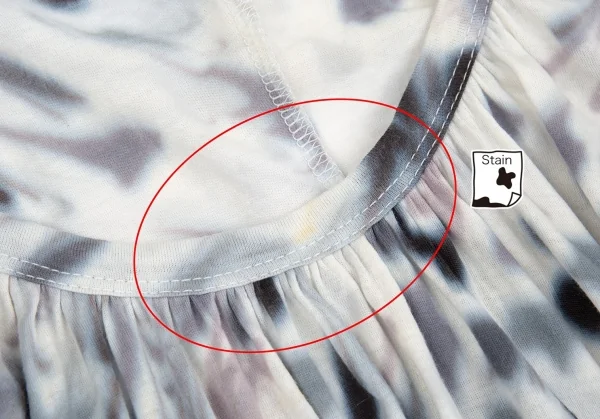 イッセイミヤケ フェットISSEY MIYAKE FETE ぼかしマーブルプリントギャザーTシャツ 白グレー2 K-92184_008
