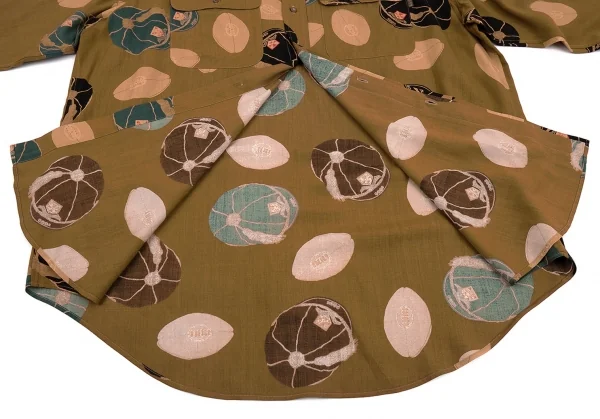 カールヘルムKarl Helmut レーヨンラグビーキャッププリントボタンダウンシャツ モカL位 K-92210_013