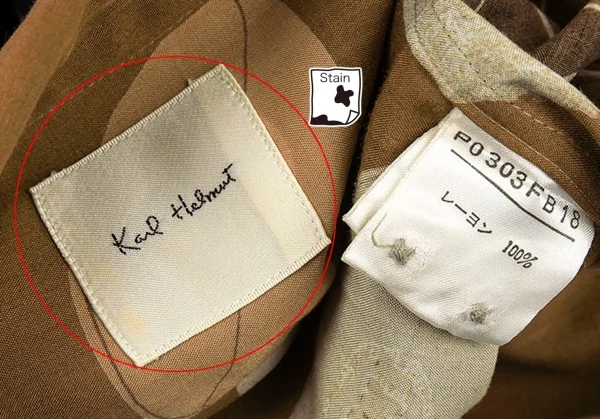 カールヘルムKarl Helmut レーヨンラグビーキャッププリントボタンダウンシャツ モカL位 K-92210_017