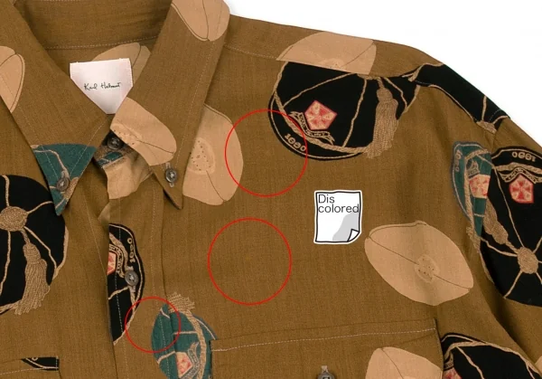 カールヘルムKarl Helmut レーヨンラグビーキャッププリントボタンダウンシャツ モカL位 K-92210_003