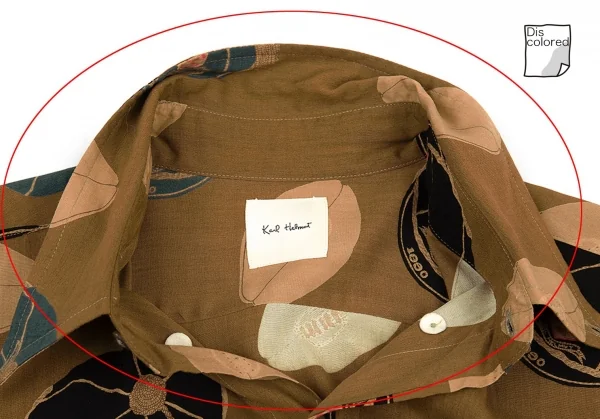 カールヘルムKarl Helmut レーヨンラグビーキャッププリントボタンダウンシャツ モカL位 K-92210_005