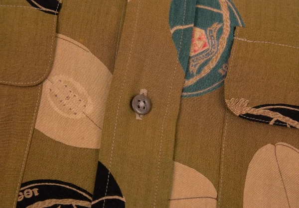 カールヘルムKarl Helmut レーヨンラグビーキャッププリントボタンダウンシャツ モカL位 K-92210_008