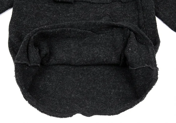 ローブドシャンブル コムデギャルソンrobe de chambre COMME des GARCONS リボンコサージュデザインVネックニット チャコールM位 K-92225_010