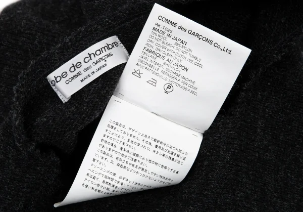 ローブドシャンブル コムデギャルソンrobe de chambre COMME des GARCONS リボンコサージュデザインVネックニット チャコールM位 K-92225_013