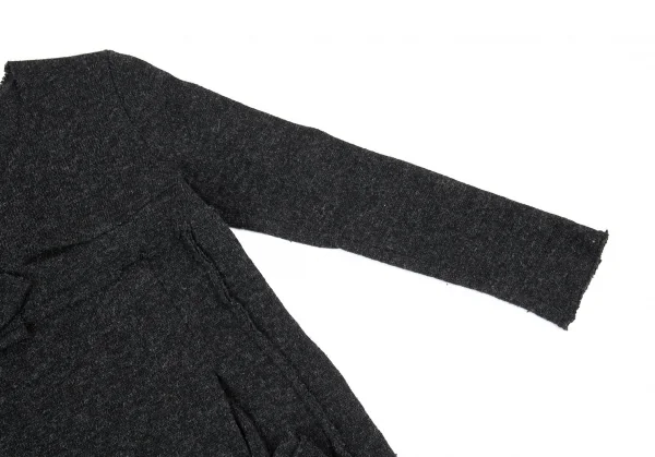 ローブドシャンブル コムデギャルソンrobe de chambre COMME des GARCONS リボンコサージュデザインVネックニット チャコールM位 K-92225_005