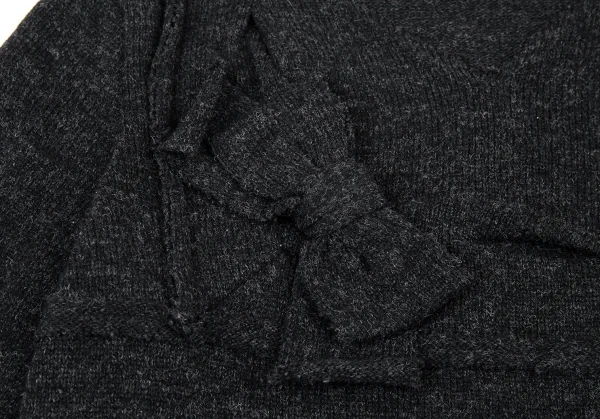 ローブドシャンブル コムデギャルソンrobe de chambre COMME des GARCONS リボンコサージュデザインVネックニット チャコールM位 K-92225_007