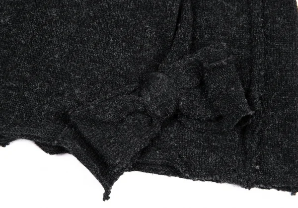 ローブドシャンブル コムデギャルソンrobe de chambre COMME des GARCONS リボンコサージュデザインVネックニット チャコールM位 K-92225_009