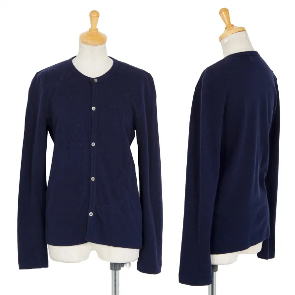 ローブドシャンブル コムデギャルソンrobe de chambre COMME des GARCONS ウールカシミヤスターパッチカーディガン 紺M位 K-92226_001