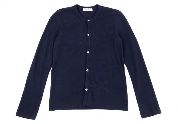 ローブドシャンブル コムデギャルソンrobe de chambre COMME des GARCONS ウールカシミヤスターパッチカーディガン 紺M位 K-92226_002