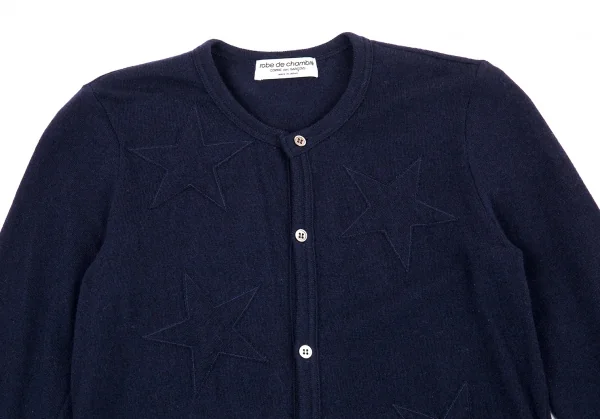 ローブドシャンブル コムデギャルソンrobe de chambre COMME des GARCONS ウールカシミヤスターパッチカーディガン 紺M位 K-92226_003