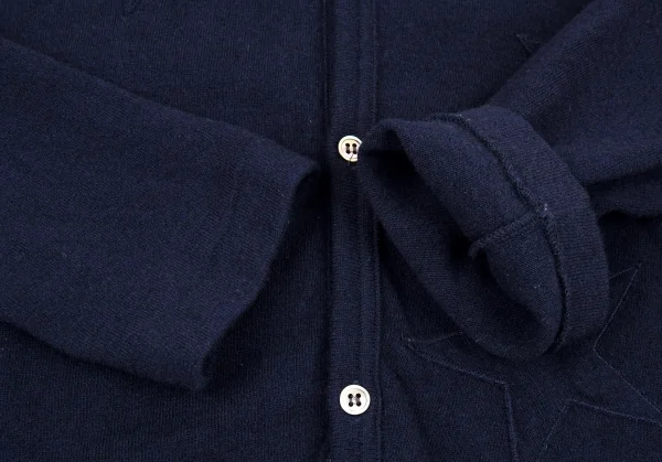 ローブドシャンブル コムデギャルソンrobe de chambre COMME des GARCONS ウールカシミヤスターパッチカーディガン 紺M位 K-92226_006