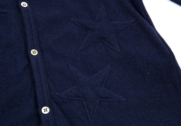 ローブドシャンブル コムデギャルソンrobe de chambre COMME des GARCONS ウールカシミヤスターパッチカーディガン 紺M位 K-92226_008