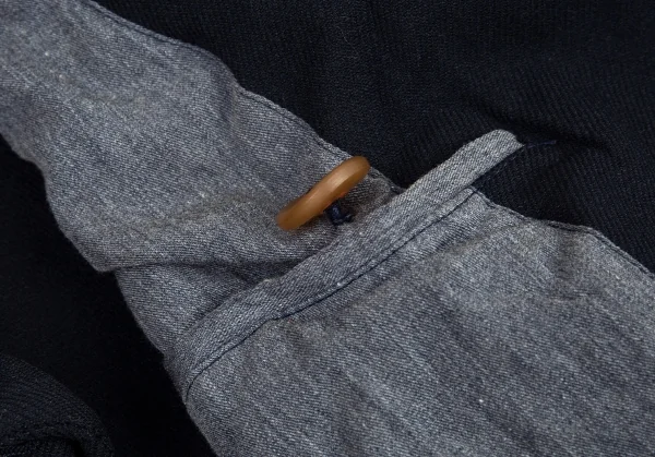 ローブドシャンブル コムデギャルソンrobe de chambre COMME des GARCONS ポリ縮絨波カットライダースジャケット 紺L K-92231_011