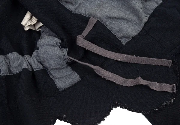 ローブドシャンブル コムデギャルソンrobe de chambre COMME des GARCONS ポリ縮絨波カットライダースジャケット 紺L K-92231_014