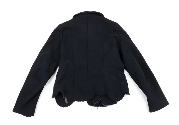 ローブドシャンブル コムデギャルソンrobe de chambre COMME des GARCONS ポリ縮絨波カットライダースジャケット 紺L K-92231_015