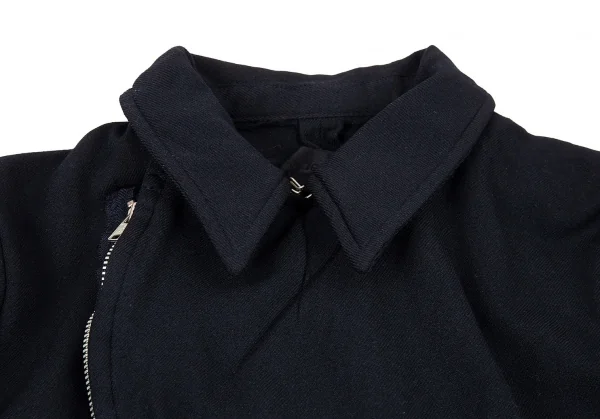 ローブドシャンブル コムデギャルソンrobe de chambre COMME des GARCONS ポリ縮絨波カットライダースジャケット 紺L K-92231_005