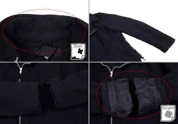 ローブドシャンブル コムデギャルソンrobe de chambre COMME des GARCONS ポリ縮絨波カットライダースジャケット 紺L K-92231_006