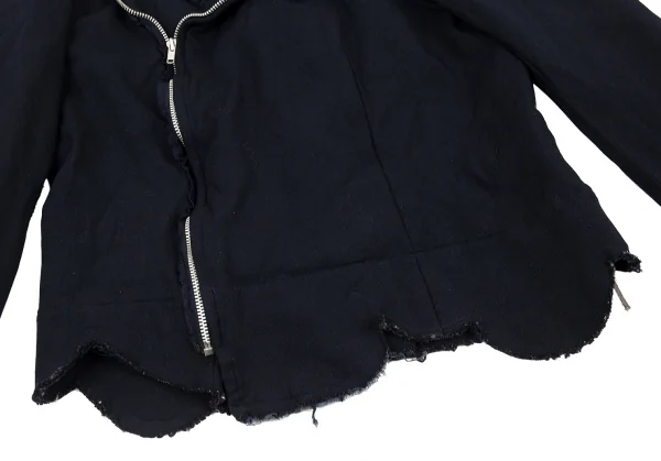 ローブドシャンブル コムデギャルソンrobe de chambre COMME des GARCONS ポリ縮絨波カットライダースジャケット 紺L K-92231_007