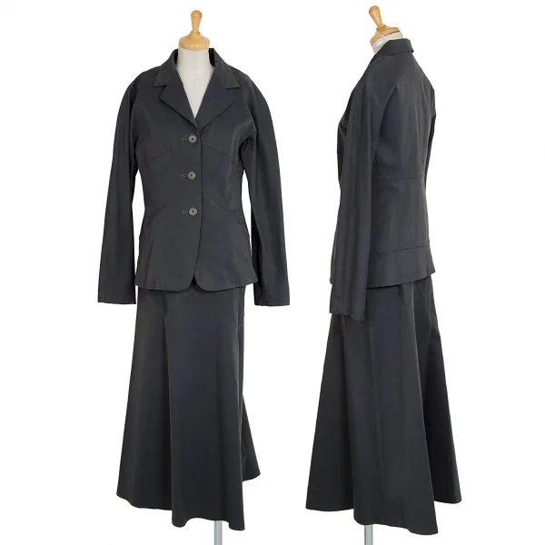 イッセイミヤケISSEY MIYAKE ストレッチコットンストライプ切替デザインスカート グレー青3 K-92253_014