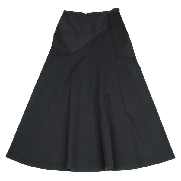 イッセイミヤケISSEY MIYAKE ストレッチコットンストライプ切替デザインスカート グレー青3 K-92253_002