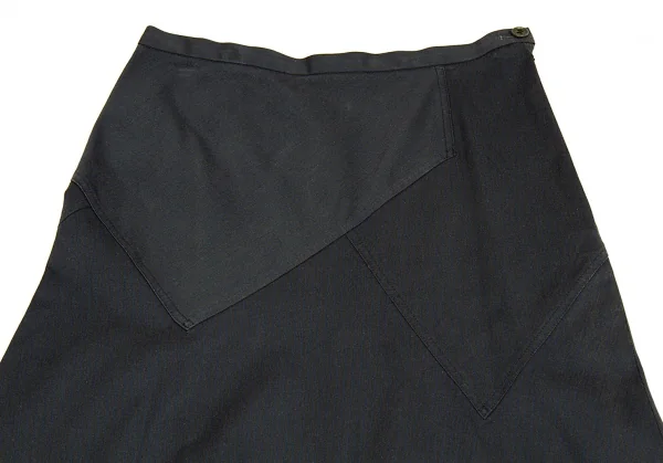 イッセイミヤケISSEY MIYAKE ストレッチコットンストライプ切替デザインスカート グレー青3 K-92253_003
