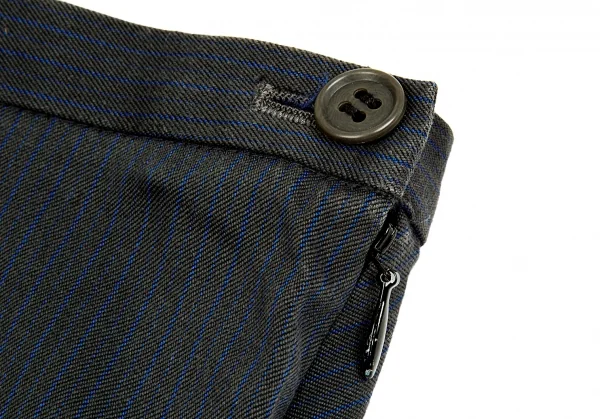 イッセイミヤケISSEY MIYAKE ストレッチコットンストライプ切替デザインスカート グレー青3 K-92253_005