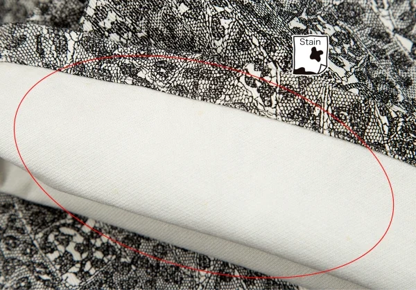 イッセイミヤケISSEY MIYAKE レースプリントカーブ切替パンツ 白黒3 K-92260_010