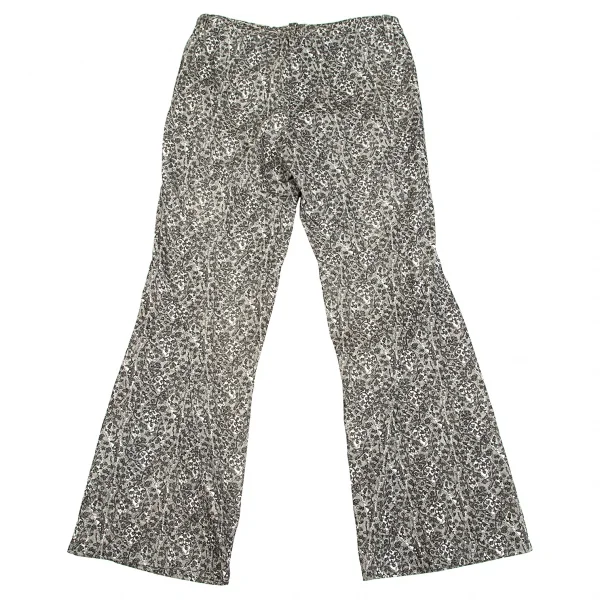 イッセイミヤケISSEY MIYAKE レースプリントカーブ切替パンツ 白黒3 K-92260_011