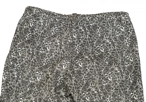 イッセイミヤケISSEY MIYAKE レースプリントカーブ切替パンツ 白黒3 K-92260_012