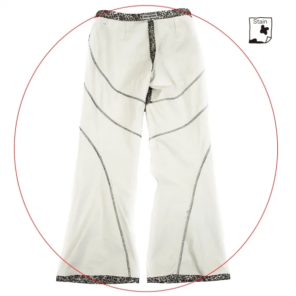 イッセイミヤケISSEY MIYAKE レースプリントカーブ切替パンツ 白黒3 K-92260_013