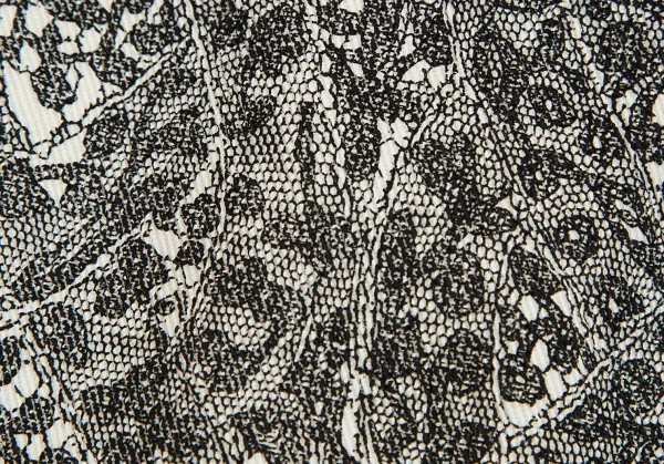 イッセイミヤケISSEY MIYAKE レースプリントカーブ切替パンツ 白黒3 K-92260_016