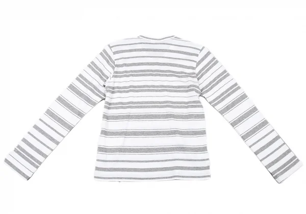 コムデギャルソンCOMME des GARCONS インサイドアウトボーダーVネックカットソー 白グレーM位 K-92306_011