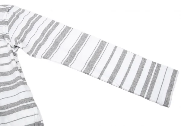 コムデギャルソンCOMME des GARCONS インサイドアウトボーダーVネックカットソー 白グレーM位 K-92306_006