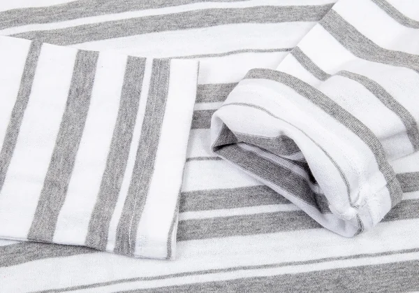 コムデギャルソンCOMME des GARCONS インサイドアウトボーダーVネックカットソー 白グレーM位 K-92306_007