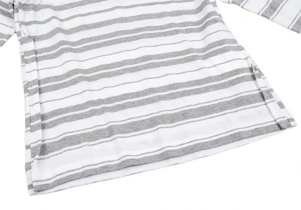 コムデギャルソンCOMME des GARCONS インサイドアウトボーダーVネックカットソー 白グレーM位 K-92306_008