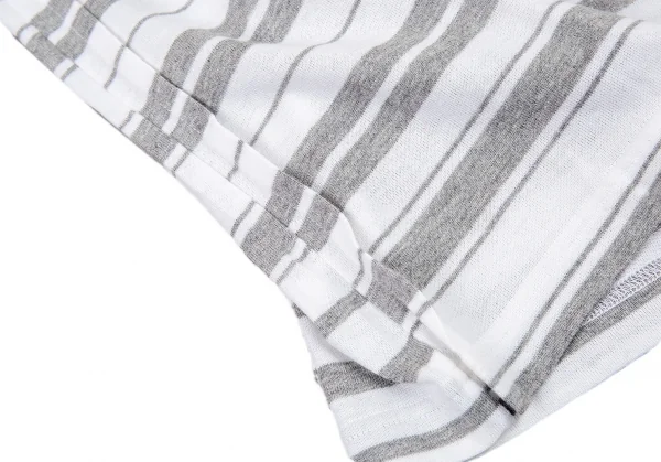 コムデギャルソンCOMME des GARCONS インサイドアウトボーダーVネックカットソー 白グレーM位 K-92306_009