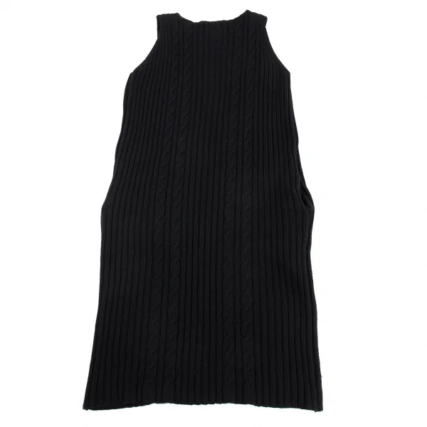 ヨウジヤマモト ファムYohji Yamamoto FEMMEウールナイロンケーブルニットノースリーブワンピース 黒M K-92346_010