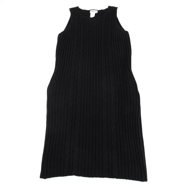ヨウジヤマモト ファムYohji Yamamoto FEMMEウールナイロンケーブルニットノースリーブワンピース 黒M K-92346_002