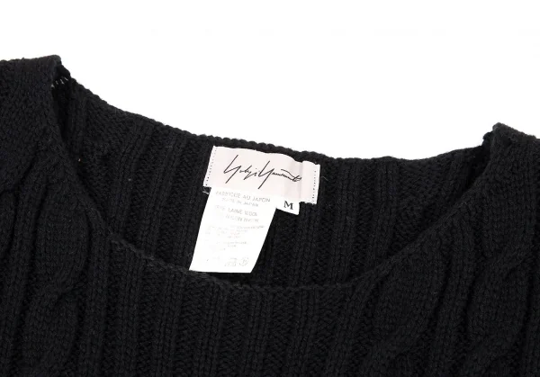 ヨウジヤマモト ファムYohji Yamamoto FEMMEウールナイロンケーブルニットノースリーブワンピース 黒M K-92346_004
