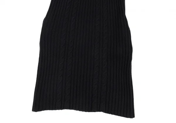 ヨウジヤマモト ファムYohji Yamamoto FEMMEウールナイロンケーブルニットノースリーブワンピース 黒M K-92346_006