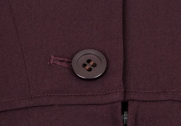 ヨウジヤマモト ファムYohji Yamamoto FEMME ウールギャバ切替デザインエプロンワンピース 紫S K-92349_013